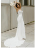 Strapless Sweetheart Neck White Satin Lace Classic Wedding Dress